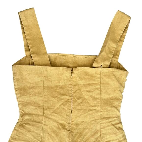 Reformation Women’s Kerrigan Linen Tank Dress in Tuscan Sun Mustard Yellow Sz 0 - Picture 8 of 12